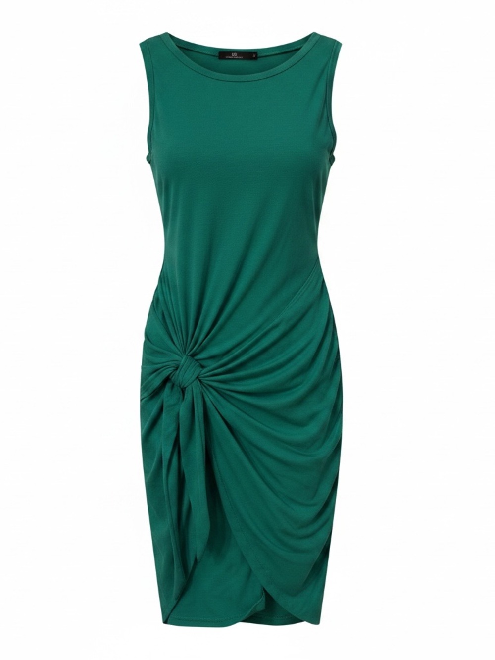 Sleeveless Knot-Front Green Dress